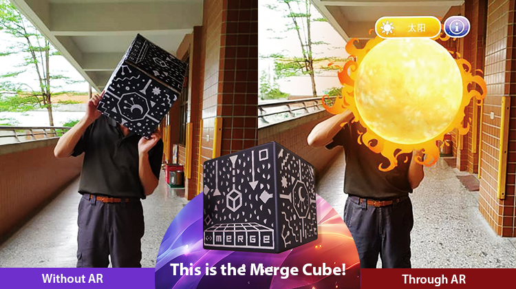 AR demonstration of how merge cube works