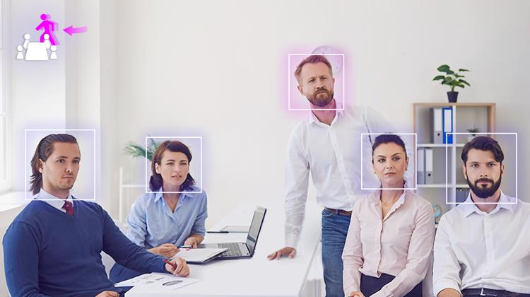 Video conferencing camera automatically frames participants' faces
