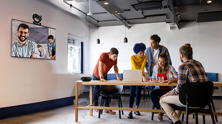 Picture of video conference with people in less formal attire