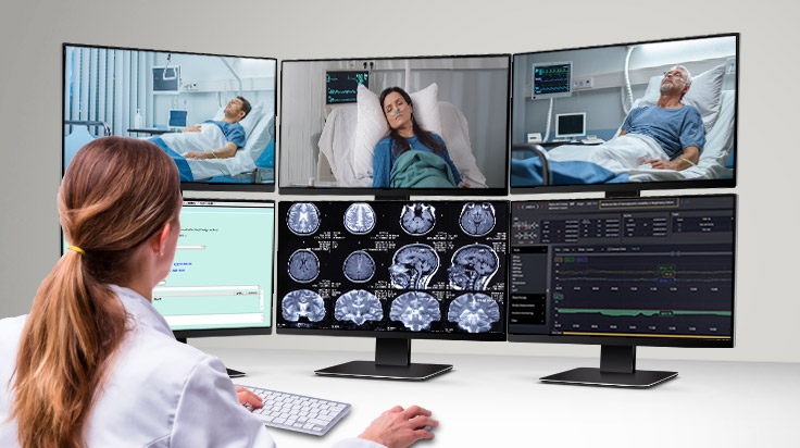 Nurse station screen with patients