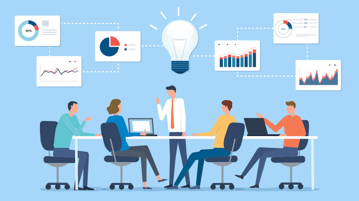 A Productive meeting in a cartoon style
