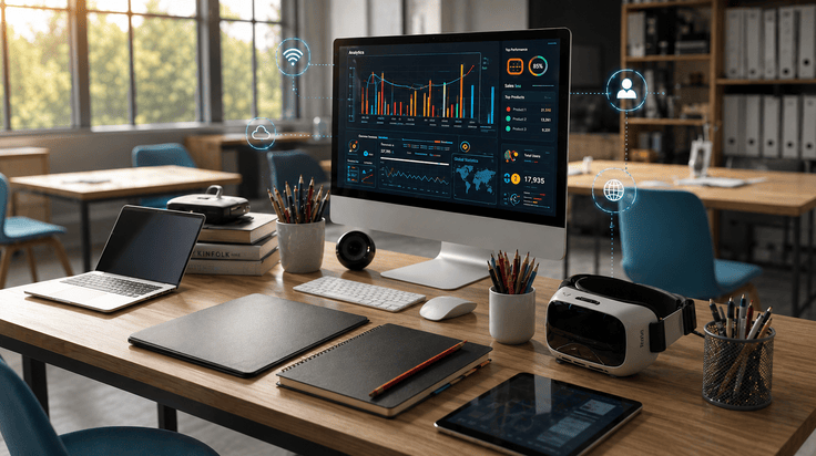 A variety of education technologies in a classroom