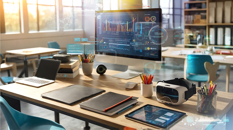 A variety of education technologies in a classroom