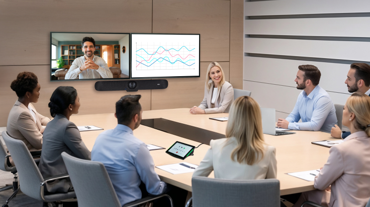 A room endpoint solution eliminates the need for users to bring their own devices